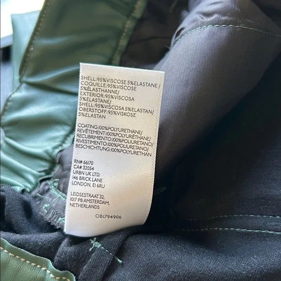 Anthropologie Pilcro Faux Leather Soft Parachute Pants Dark Green Sz S NEW - Picture 14 of 15